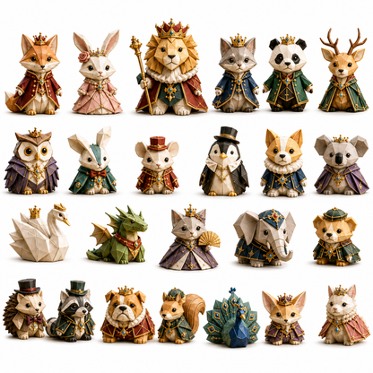Origami Aristocrats 24-Day Advent Calendar – 24 Collectible  Royal Animal Figurines, Luxury Christmas Countdown Gift Set for Animal Lovers & Collectors