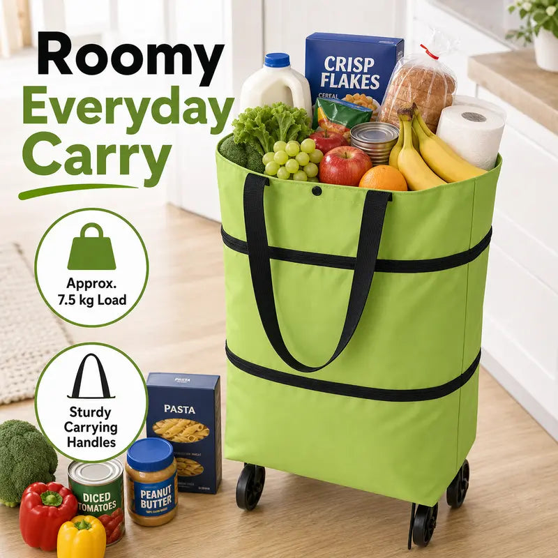 Foldable Rolling Shopping Bag with Wheels, Reusable Grocery Tote Cart🛒 - image 1
