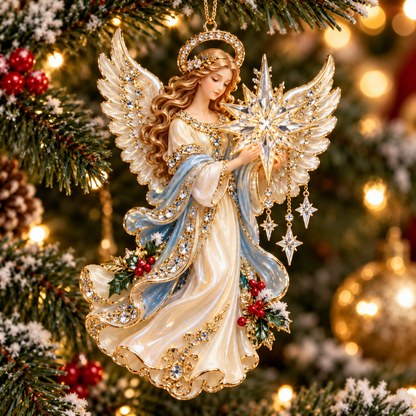 Heavenly Angel Christmas Ornament –  Crystal Star, Heaven’s Gate & Nativity Faith Keepsake Collection