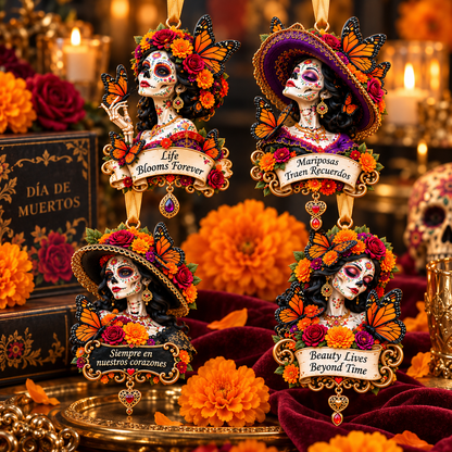 Día de Muertos Catrina Butterfly Ornament  –  Floral Day of the Dead Keepsake Collection, Meaningful Gift for Family & Loved Ones