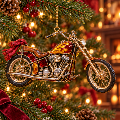 ✨ 2026 Vintage Stained Glass Motorcycle Christmas Ornaments – Set of 6 |  Retro Cruiser, Sidecar, Chopper & Adventure Motorbike Hanging Decorations | Christmas Tree Ornaments & Biker Gifts