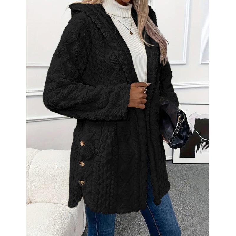 Women's Hooded Double-Sided Fleece Cardigan Long Sleeve Casual Warm Outerwear 🧥