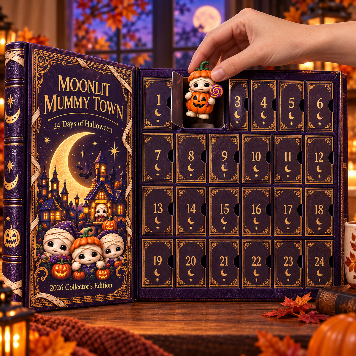 2026 Moonlit Mummy Town Halloween Advent Calendar – 24 Adorable Mummy & Village Collectibles in a Deluxe Gift Box