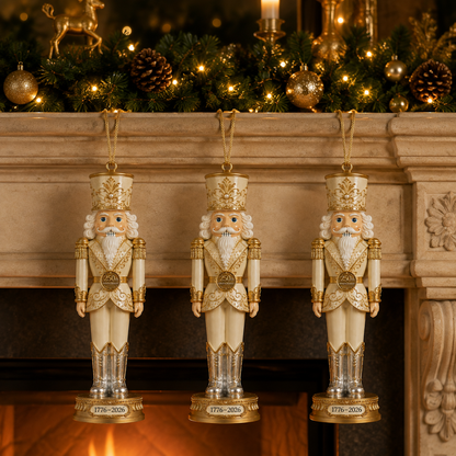 🔥Last 60 pcs✨⏰ Limited anniversary edition✨2026 America 250th Anniversary Ivory & Gold Nutcracker Ornament