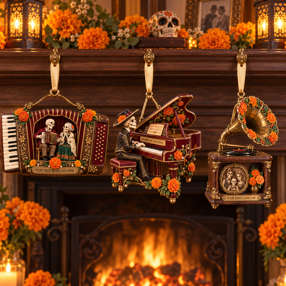 Día de Muertos Musical Ornaments –  Marigold & Melodies of Remembrance Keepsake Collection