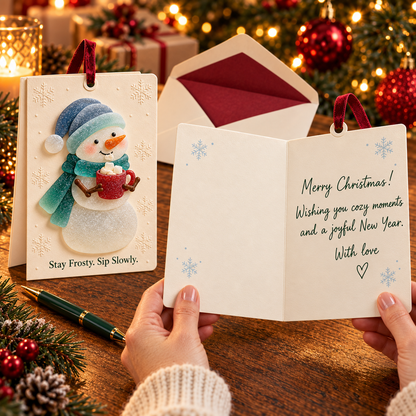 🎄 Sea glass style -Christmas Wishes – 2-in-1 Greeting Cards & Keepsake Ornaments | 6 Festive Designs