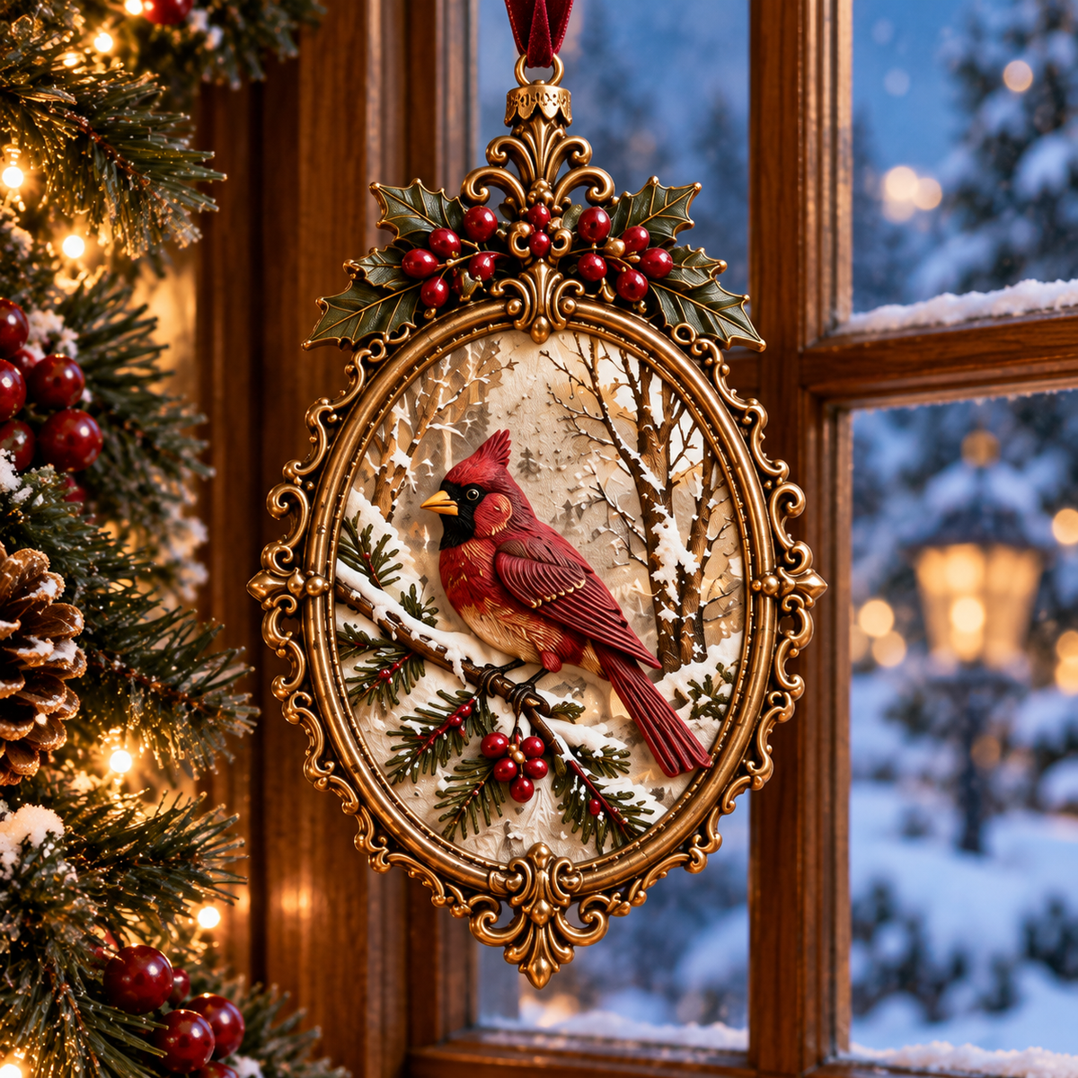 2026 Vintage Christmas Ornament Set – 5 Elegant Designs in Burgundy & Gold