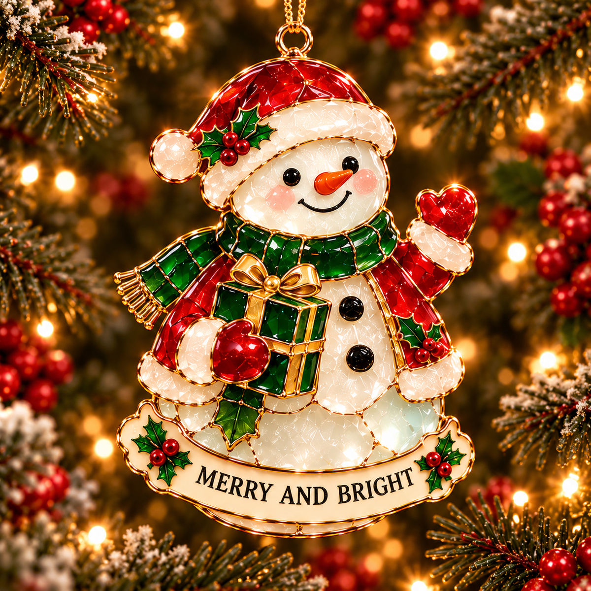 Christmas Snowman Ornament Collection – 6 Charming Stained Glass–Style Designs with Heartwarming Wishes