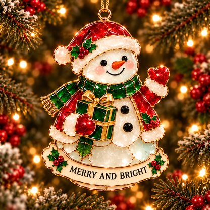 Christmas Snowman Ornament Collection – 6 Charming Stained Glass–Style Designs with Heartwarming Wishes