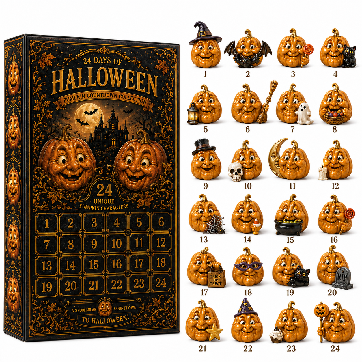 ✨24-Day Christmas Countdown Advent Calendar –Halloween Pumpkin Ornament