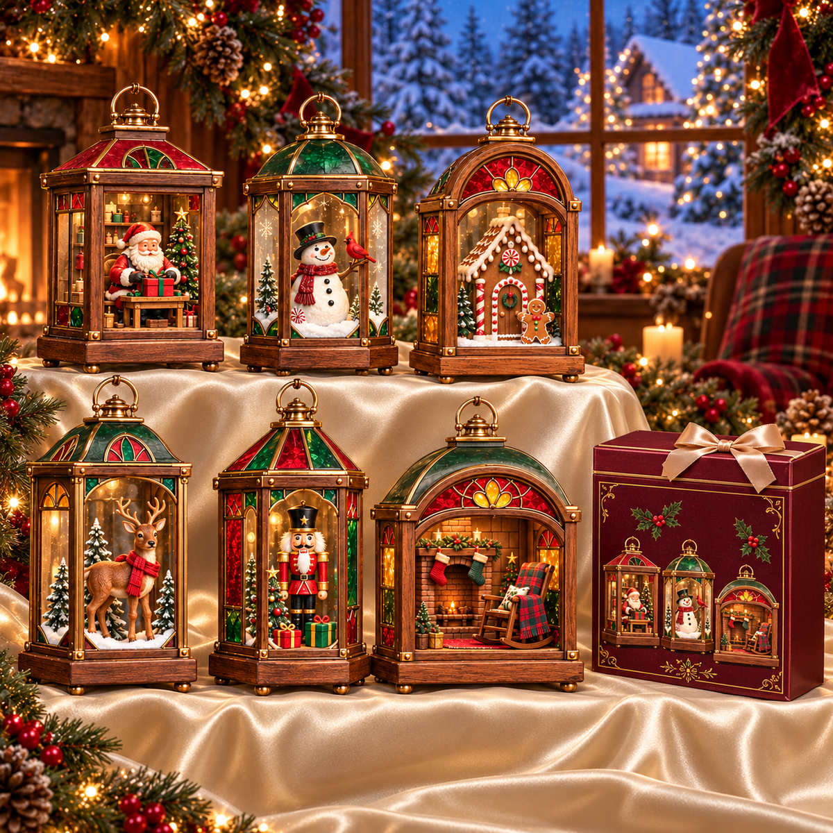 🏮 2026 Christmas Lantern Ornaments – Set of 6 Vintage Holiday Keepsakes