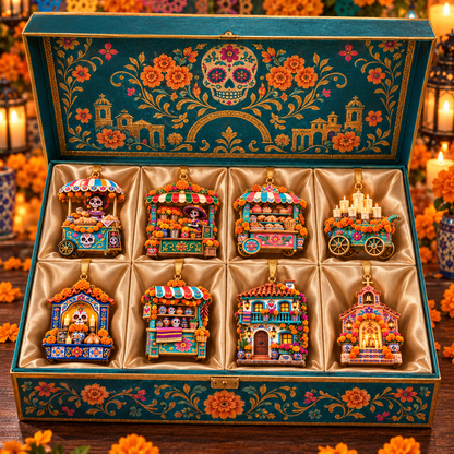 2026 Día de Muertos Village Ornaments – Miniature Market & Marigold Keepsake Collection