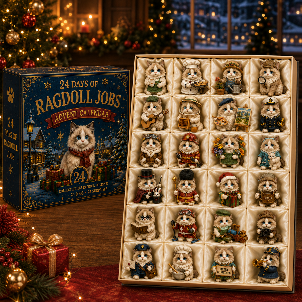 Ragdoll Jobs Advent Calendar 2026 – 24 Days of Unique  Collectible Ragdoll Cat Miniatures, Christmas Countdown Gift for Cat Lovers
