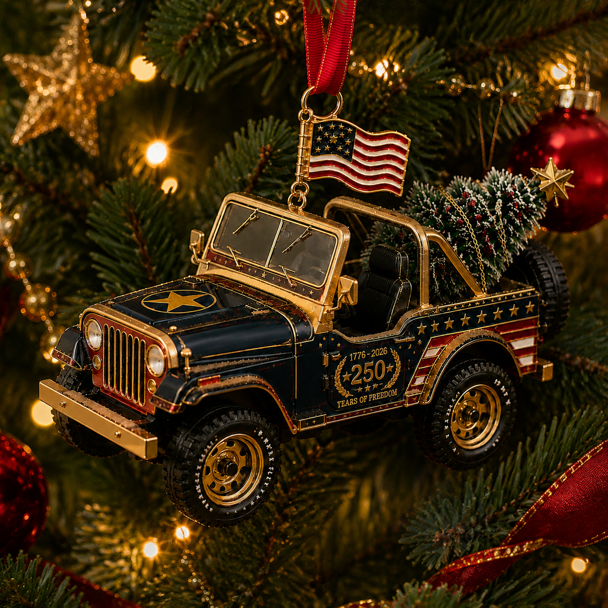 ✨250th Anniversary Vintage Pickup Truck Christmas Ornament