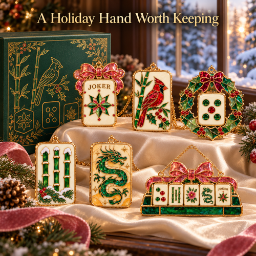 Merry Mahjong Christmas Ornaments – 6-Piece Holiday Gift Set for Mahjong Lovers