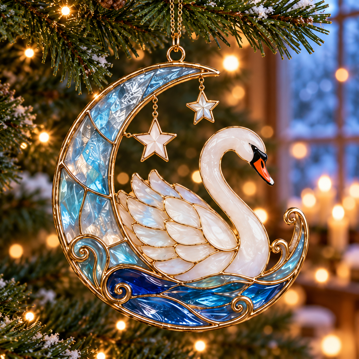 🎄 2026 Christmas Swan Ornaments – Set of 6 Elegant Holiday Keepsakes