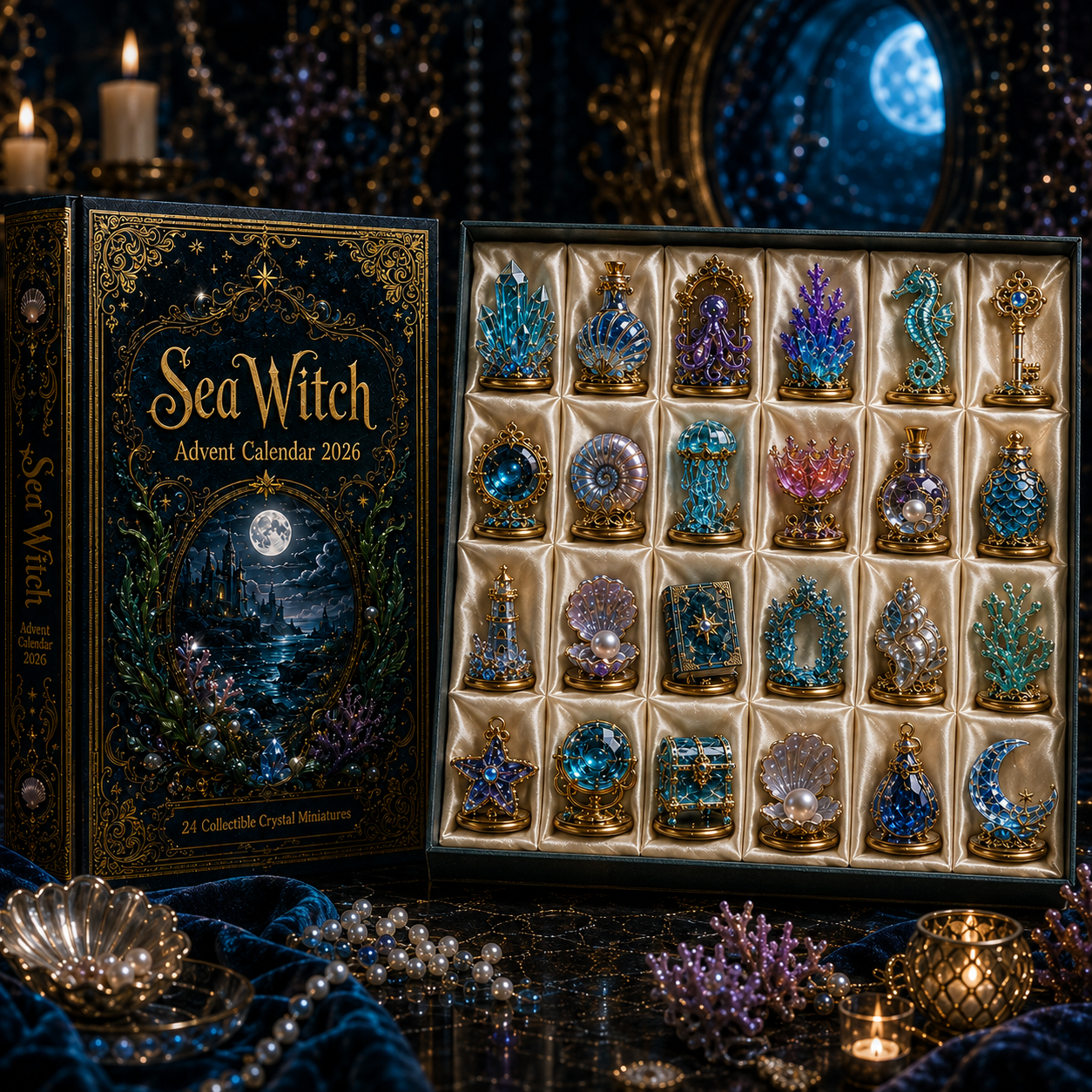 Sea Witch Advent Calendar 2026 – 24-Day Enchanted Ocean Crystal Miniature Countdown Calendar | Mystical Sea Collectible Gift Set