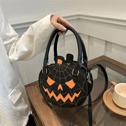 Spooky Jack-O-Lantern Pumpkin Crossbody Bag Novelty Spiderweb Stitching Handbag🎃 - image 9
