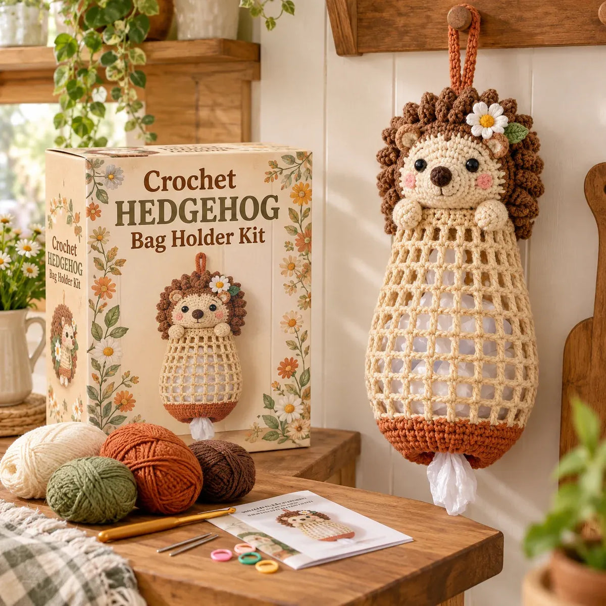 🔥LAST DAY 49% OFF – 🌼 Cottage Harvest KeepersTM — Crochet Animal Bag Holder DIY Kit | 11 Adorable Designs
