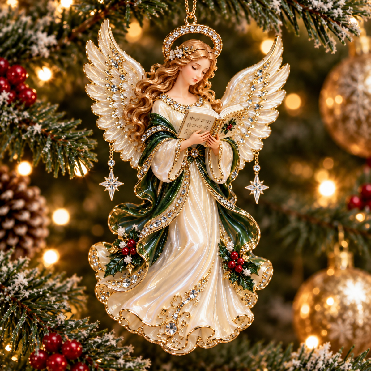 2026 Heavenly Angels Christmas Ornaments – 8 Elegant Designs with Golden Wings & Flowing Pastel Gowns