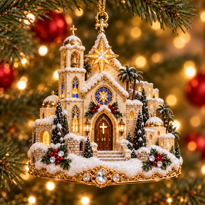 Christmas Church Ornament –  Faith-Inspired Snowy Chapel Keepsake Collection, Meaningful Christian Christmas Gift for Family & Loved Ones