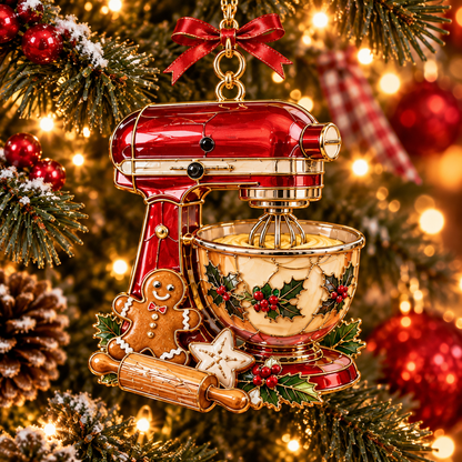 Vintage Christmas Kitchen Ornaments – 6-Piece Retro Baking & Cooking Ornament Set | A Heartwarming Christmas Gift for Bakers, Moms & Grandmas