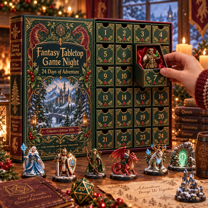 Fantasy Tabletop Game Night 2026 – 24 Days of Adventure Countdown Calendar with 24 Unique Fantasy Miniatures, Dragons, Heroes & RPG Collectibles for Tabletop Gamers