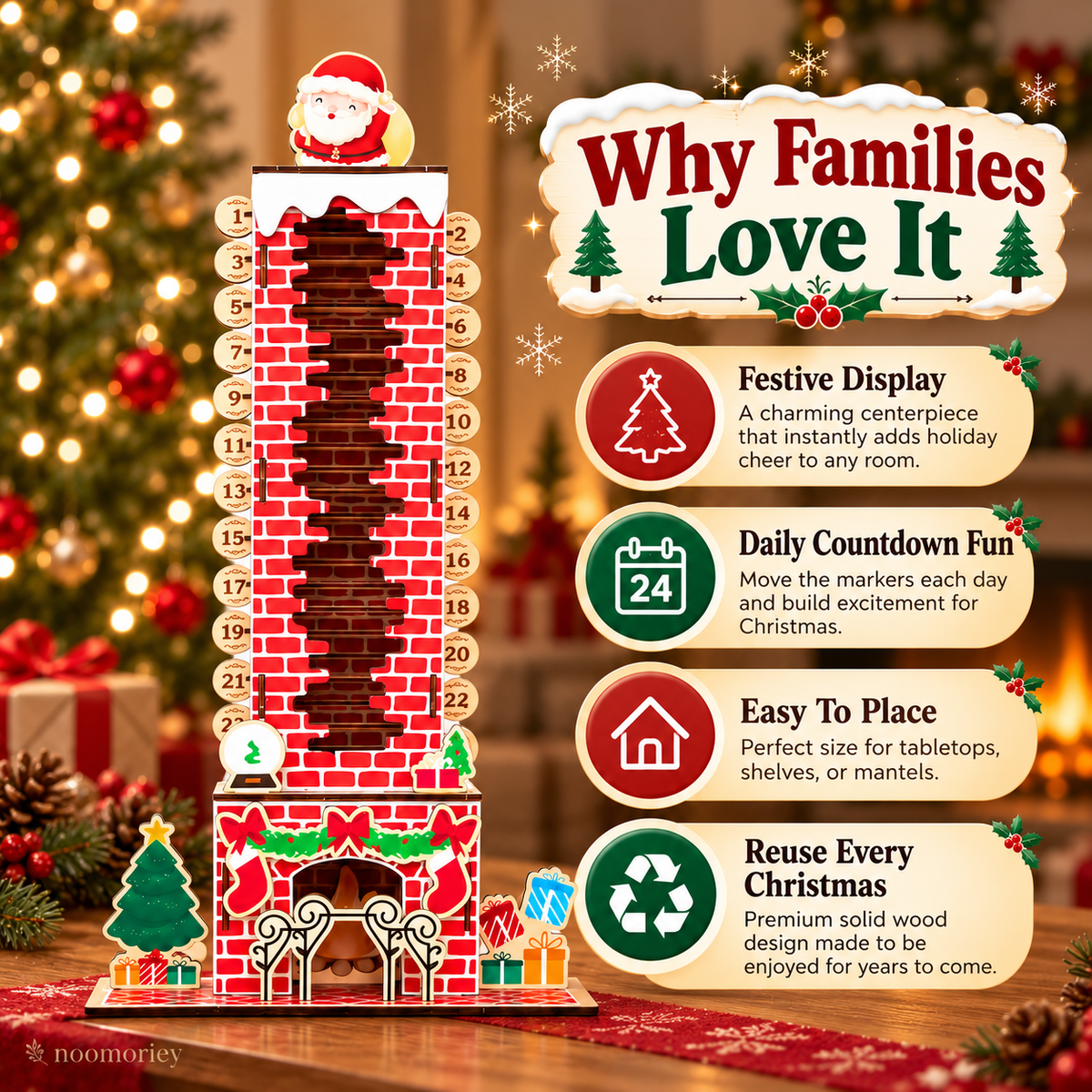 🎄DIY Wooden Santa Advent Calendar – 24-Day Christmas Countdown Tabletop Decor