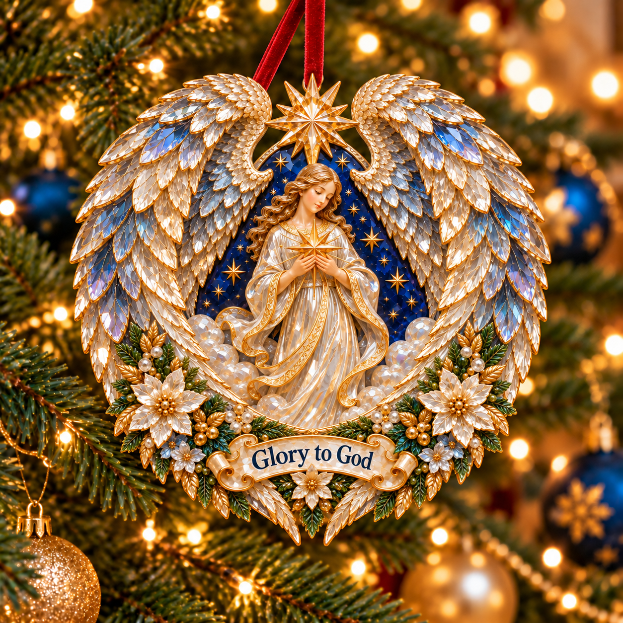 Glory to God angel Christian Christmas ornament