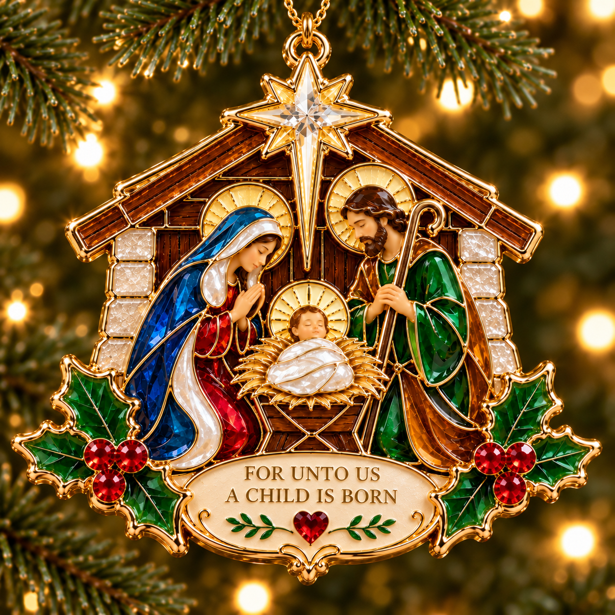 Christian Nativity Christmas Ornament Set – 4-Piece Holy Family, Three Wise Men & Angel Faith Keepsake Collection