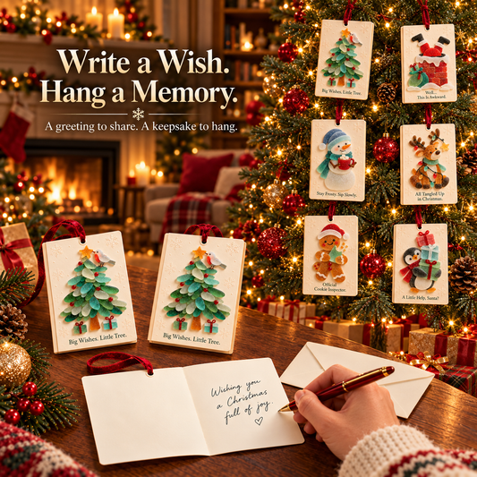 🎄 Sea glass style -Christmas Wishes – 2-in-1 Greeting Cards & Keepsake Ornaments | 6 Festive Designs