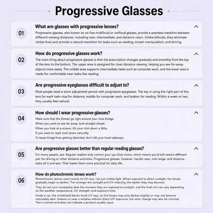 Unisex Progressive Multifocal Photochromic Reading Eyeglasses, UV-Protective Photochromic Lenses 👓