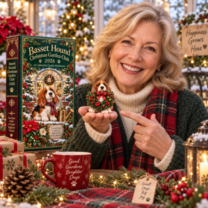 24 Days of Garden Joy — Basset Hound Christmas Garden Club Advent Calendar 2026