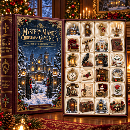 Mystery Manor Christmas Game Night 2026 – 24 Nights of Christmas Clues Countdown Calendar with 24 Unique Collectible Miniatures, Vintage Manor Mystery Gift for Puzzle & Game Lovers
