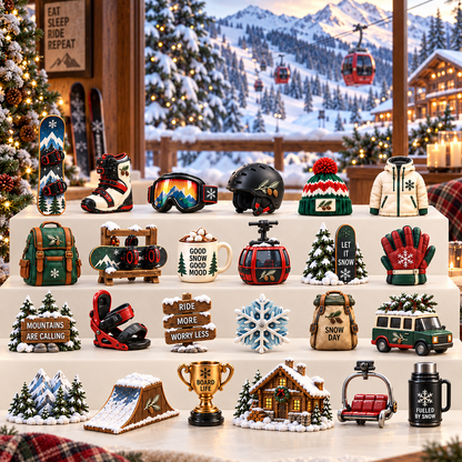 2026 Snowboarding Christmas Advent Calendar – 24 Unique Collectible Miniatures for Snowboard Lovers & Mountain Adventures