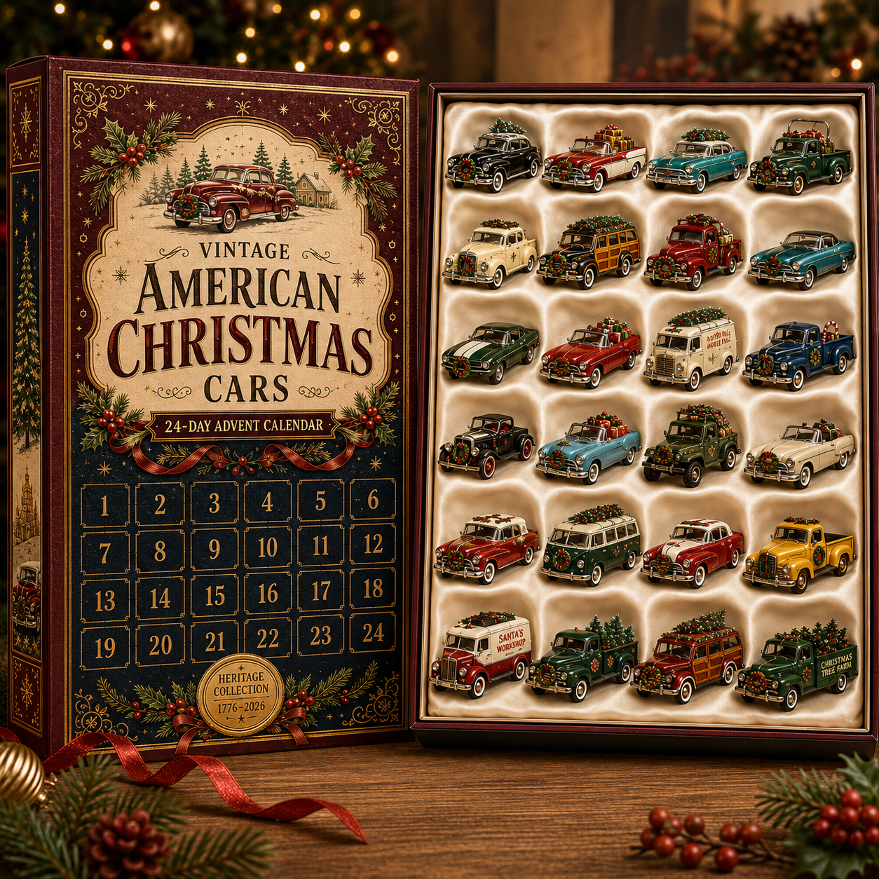 ✨24-Day Christmas Countdown Advent Calendar – Christmas Car Model Ornament