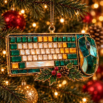 Level Up Your Christmas – 6-Piece Vintage Stained Glass Gaming Ornament Set