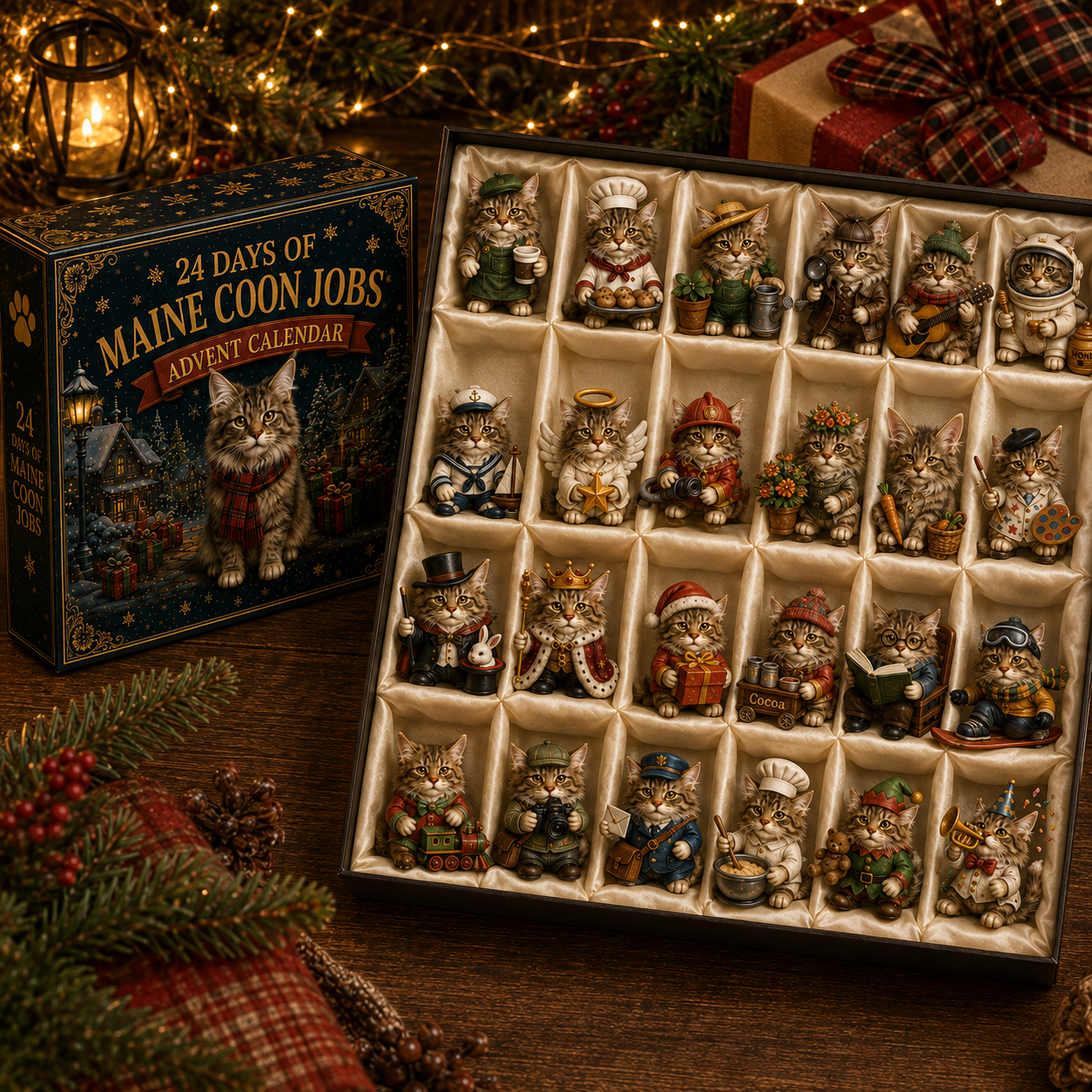 Maine Coon Jobs Advent Calendar 2026 – 24 Days of Unique Collectible Cat Miniatures, Christmas Countdown Gift for Maine Coon & Cat Lovers