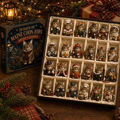 Maine Coon Jobs Advent Calendar 2026 – 24 Days of Unique Collectible Cat Miniatures, Christmas Countdown Gift for Maine Coon & Cat Lovers
