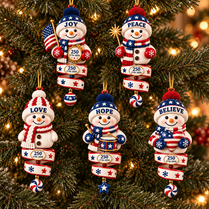 2026 Patriotic Snowman Christmas Ornaments –  250th Anniversary Keepsake Collection, 1776–2026