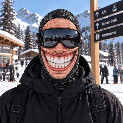 Realistic Face Balaclava – Funny Ski & Snowboard Mask for Cold Weather Adventures, Unisex Adult One Size (21-24") ⛷️