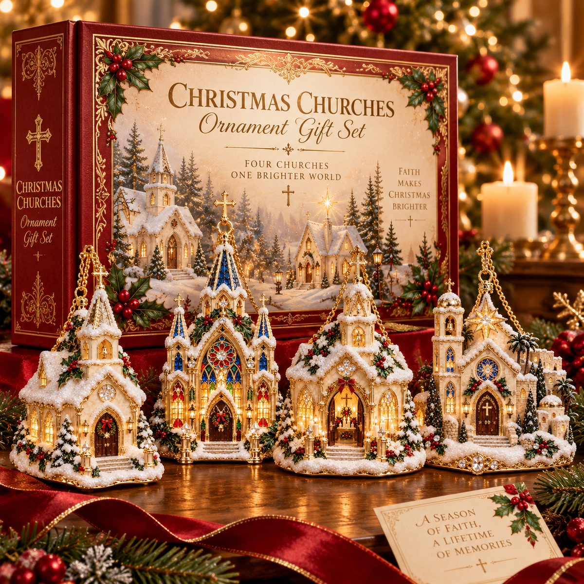 Christmas Church Ornament –  Faith-Inspired Snowy Chapel Keepsake Collection, Meaningful Christian Christmas Gift for Family & Loved Ones