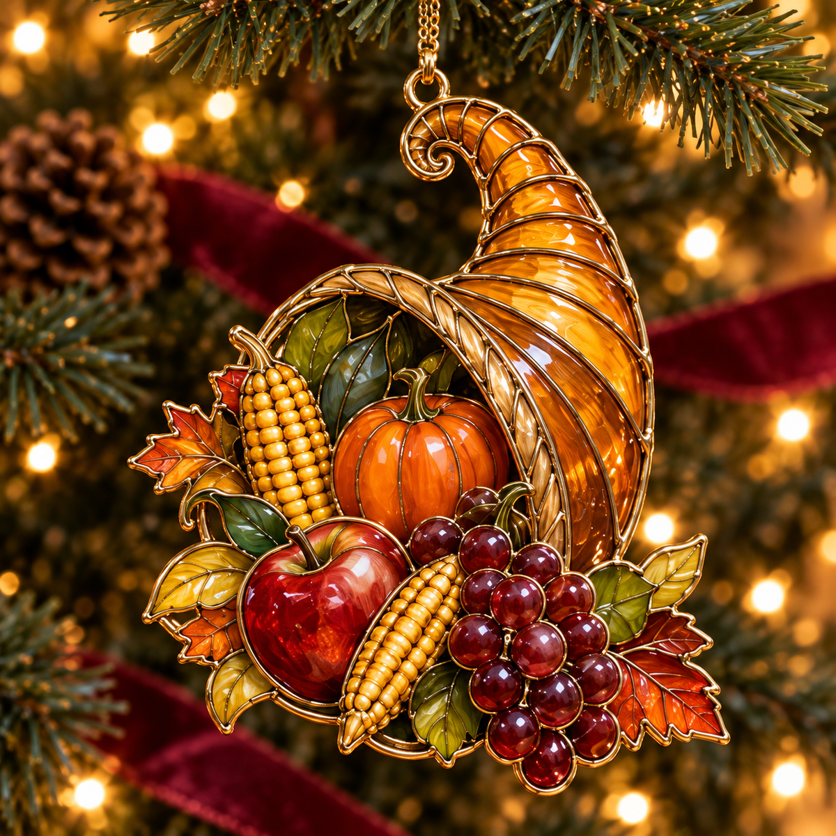 ✨ 2026 Thanksgiving Stained Glass Ornaments – Set of 6