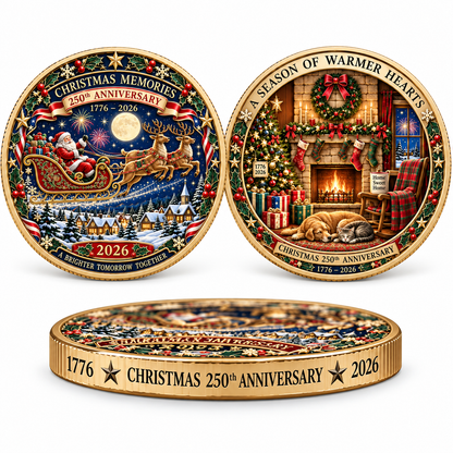 2026 "Christmas Memories" - 250th Anniversary Commemorative Coin, a double-sided holiday collectible.