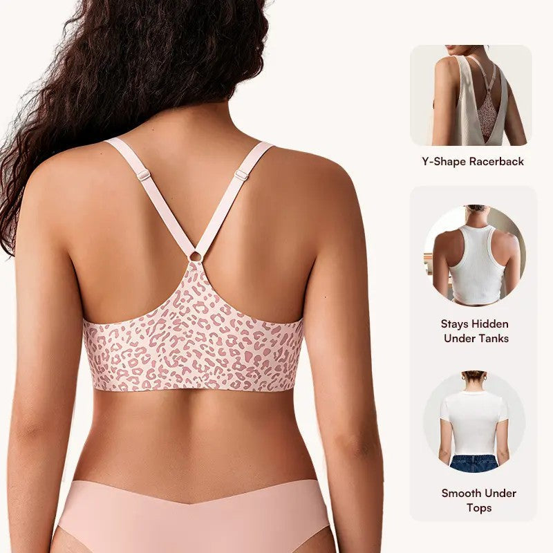 Women's Front Closure Elasticity Bralette, Easy On & Off, Light Support, Deep V-Neck Racerback 👙