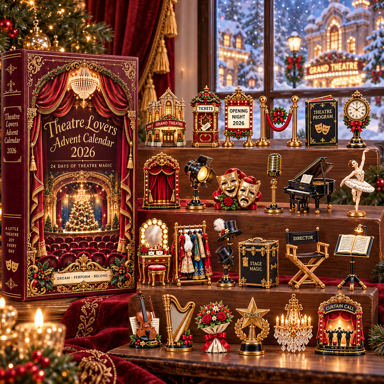 Theatre Lovers Advent Calendar 2026 – 24 Days of Theatre Magic Collectible Miniatures Christmas Countdown Gift