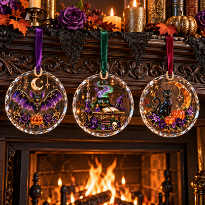 2026 Enchanted Halloween Hanging Ornaments – 8 Whimsical Designs with Ghosts, Black Cats & Moonlit Magic