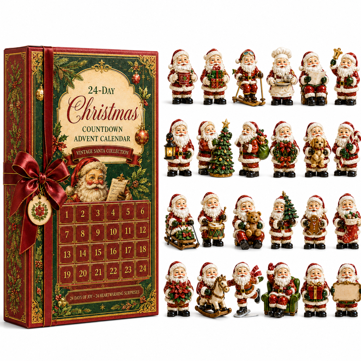 ✨24-Day Christmas Countdown Advent Calendar – Vintage Santa Series