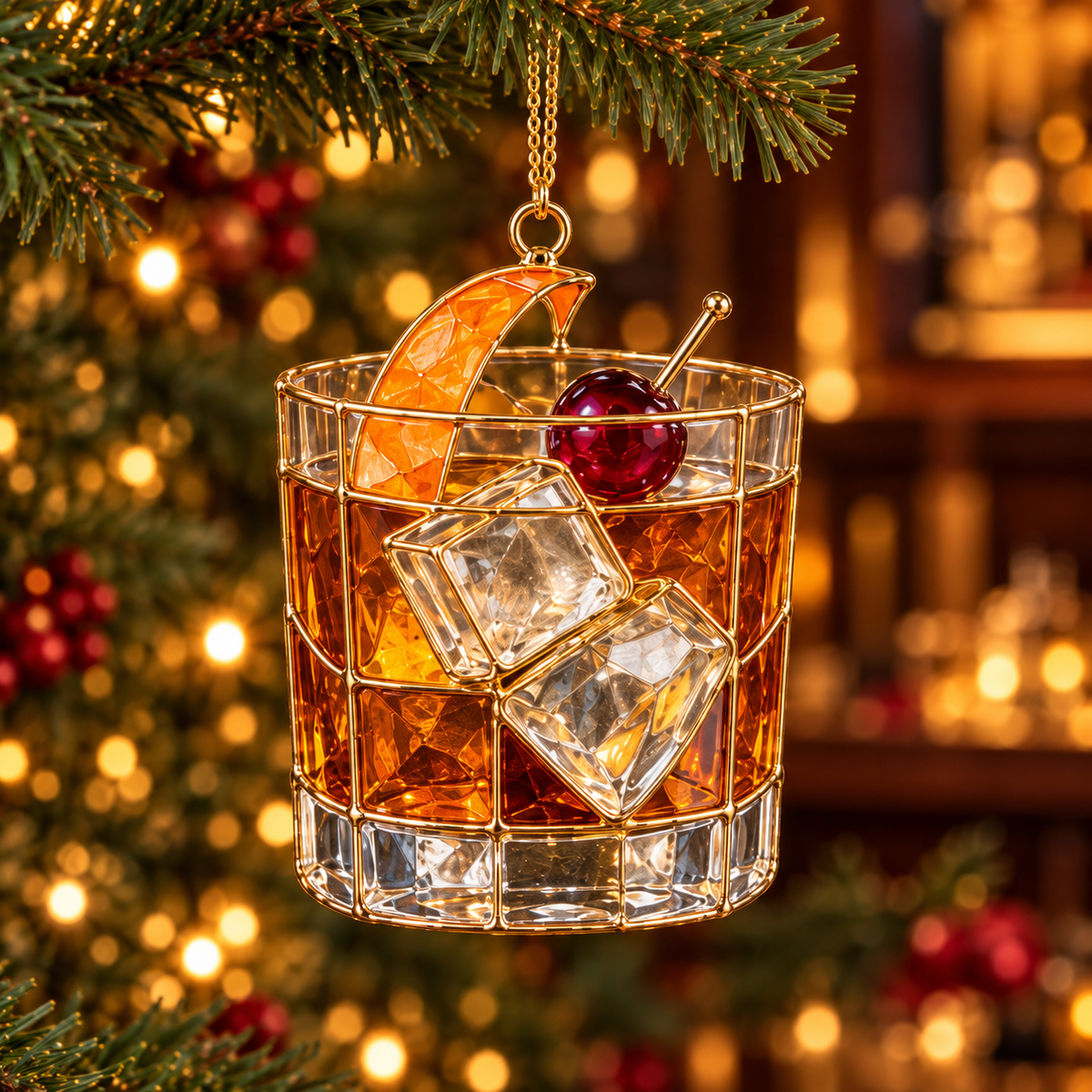 ✨ 2026 Vintage Stained Glass Cocktail & Wine Christmas Ornaments – Set of 6 |  Martini, Margarita, Whiskey, Red Wine & Champagne Hanging Decorations | Christmas Tree Ornaments & Unique Holiday Gifts for Cocktail Lovers