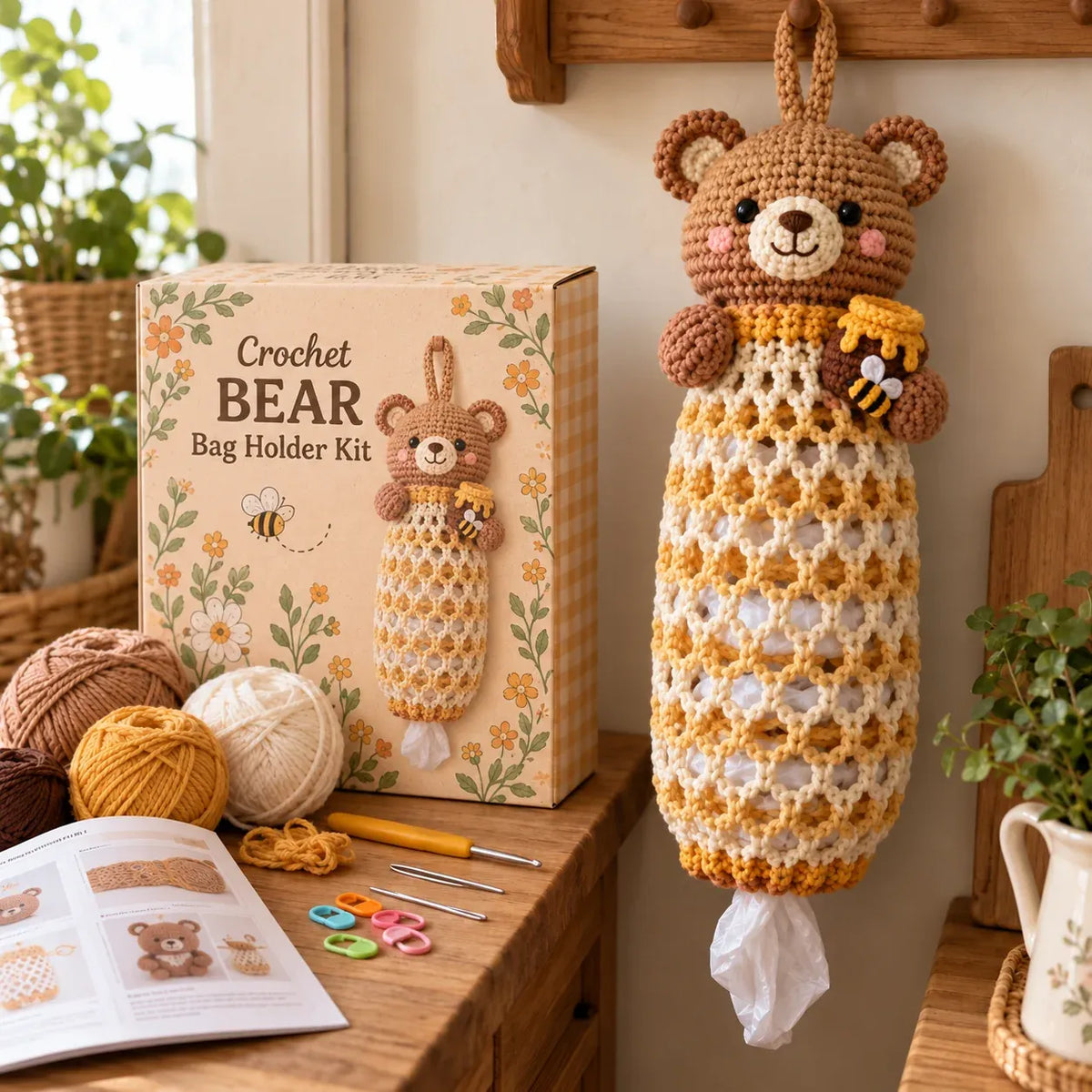 🔥LAST DAY 49% OFF – 🌼 Cottage Harvest KeepersTM — Crochet Animal Bag Holder DIY Kit | 11 Adorable Designs